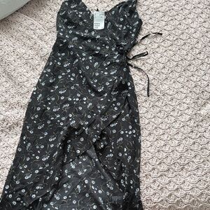 H&M Black Floral Asymmetrical Dress